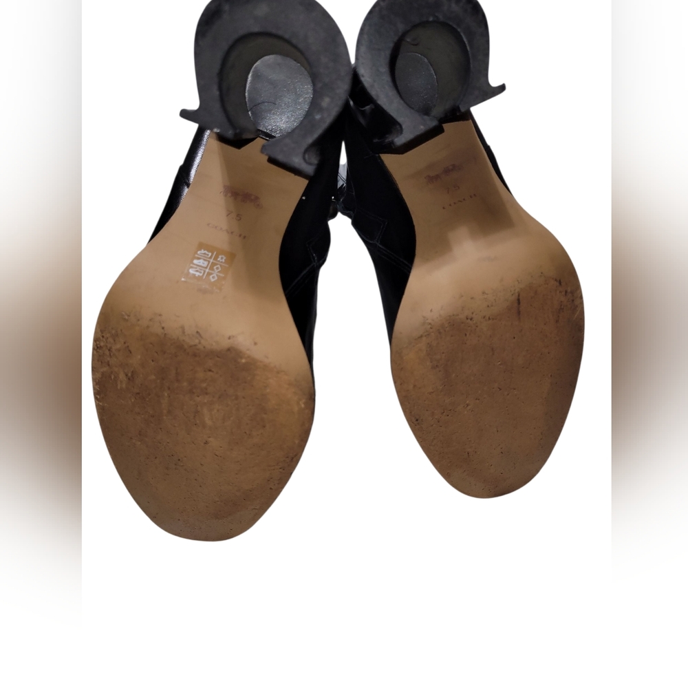 Coach Brielle  Black Leather Ankle Almond  Heeled Booties 7.5 - Picture 5 of 11